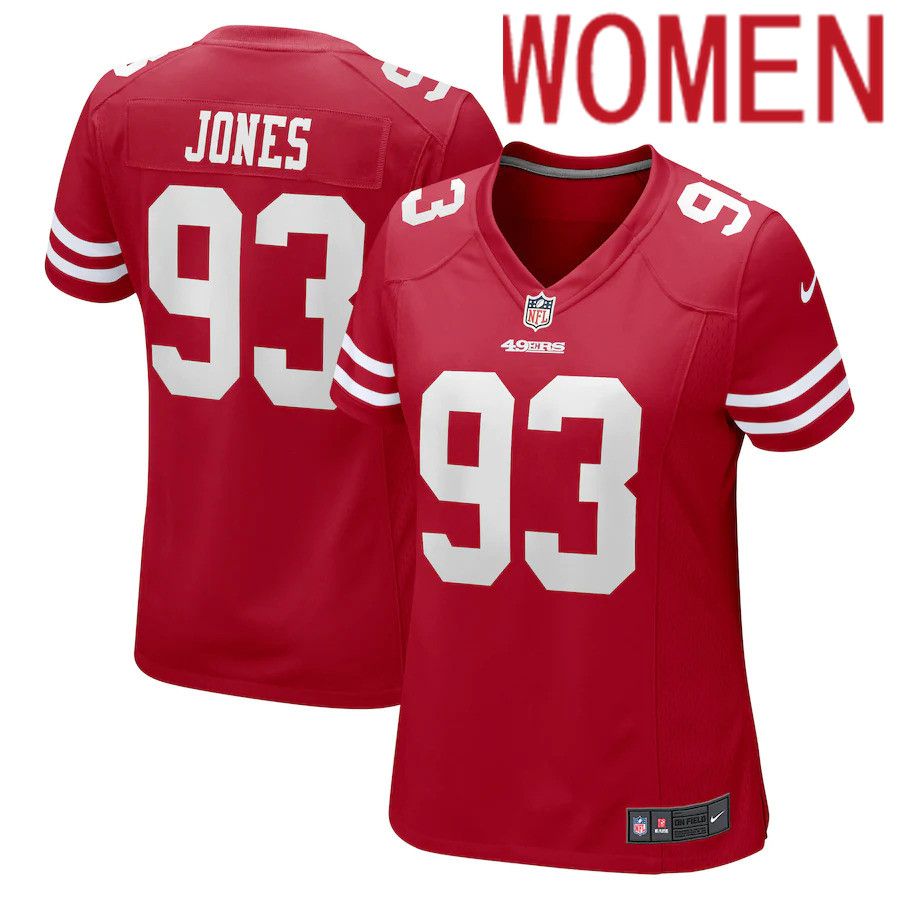 Cheap Women San Francisco 49ers 93 D.J. Jones Nike Scarlet Game NFL Jersey